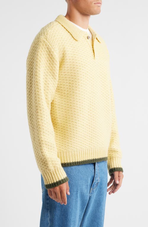 Obey Loreto Textured Polo Sweater In Yellow