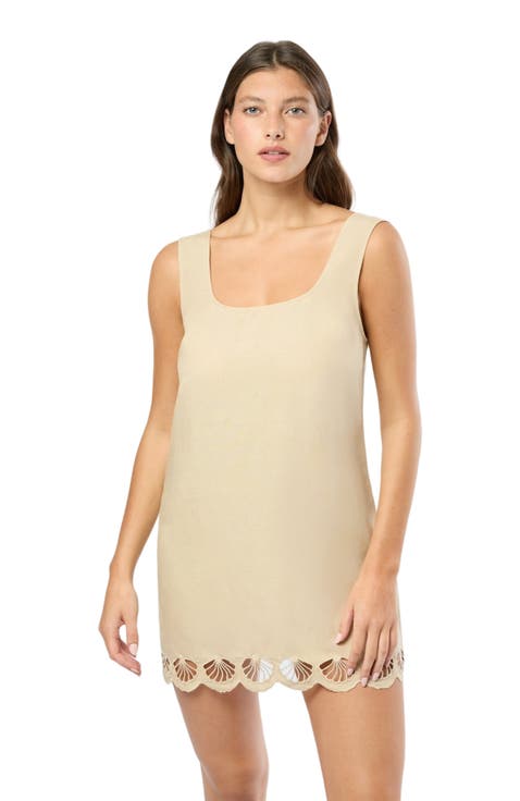 Air Linen Scallop Mini Dress