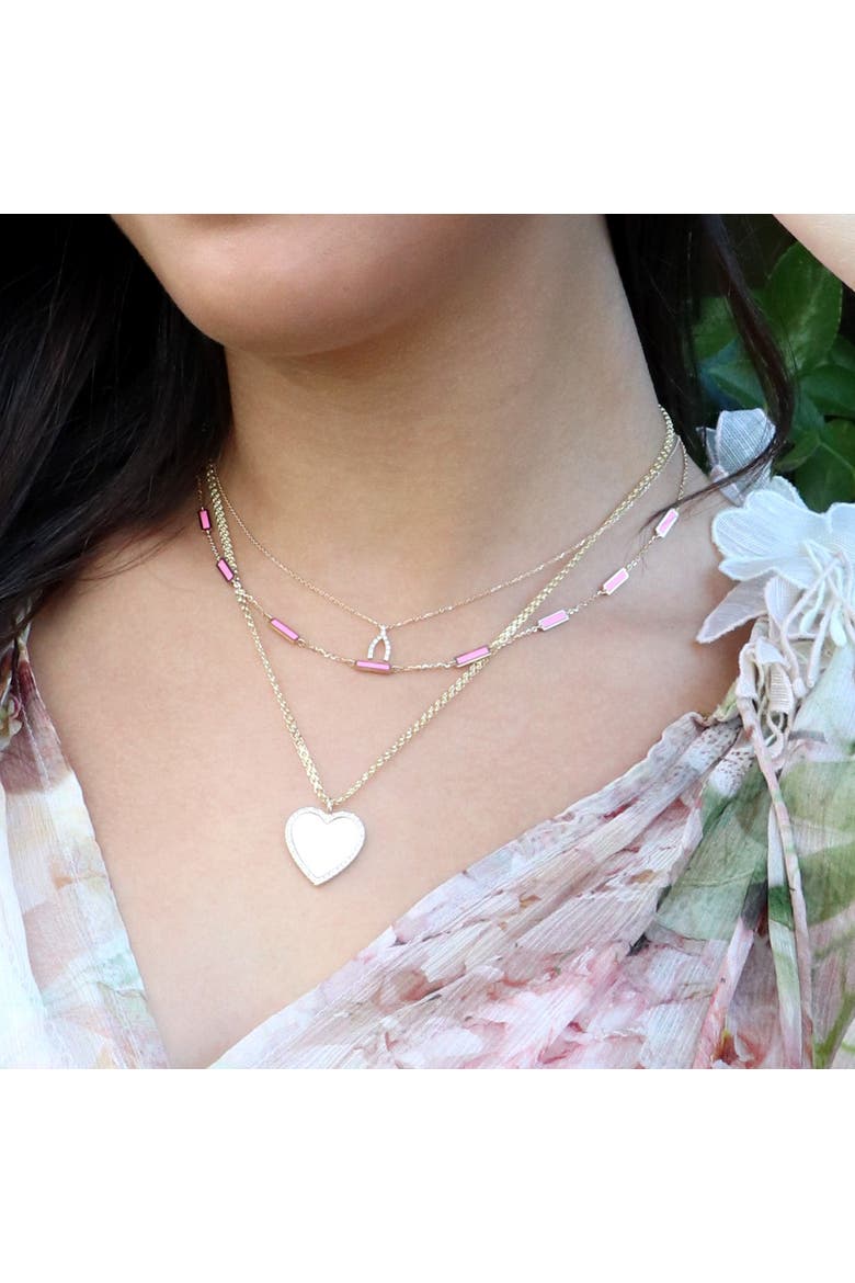 Bubblegum Pink Bar Chain Necklace, Alternate, color, Bubblegum Pink