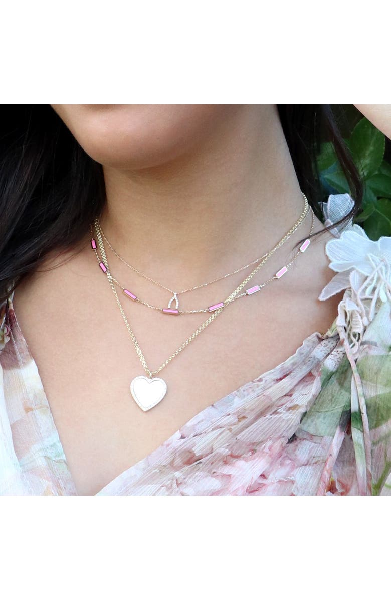 The Lovery Fine Jewelry Bubblegum Pink Bar Chain Necklace, Alternate, color, Bubblegum Pink