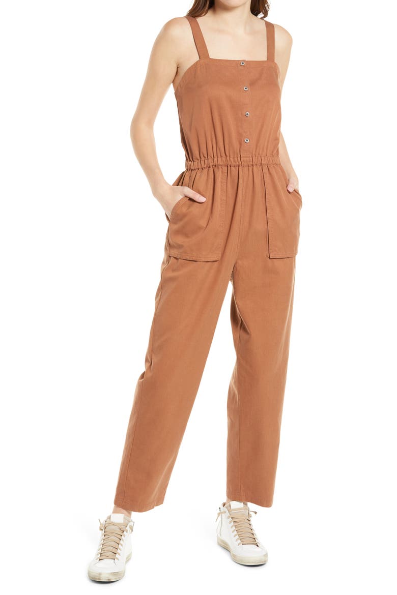Sleeveless Utility Jumpsuit, Main, color, RUST BISQUE