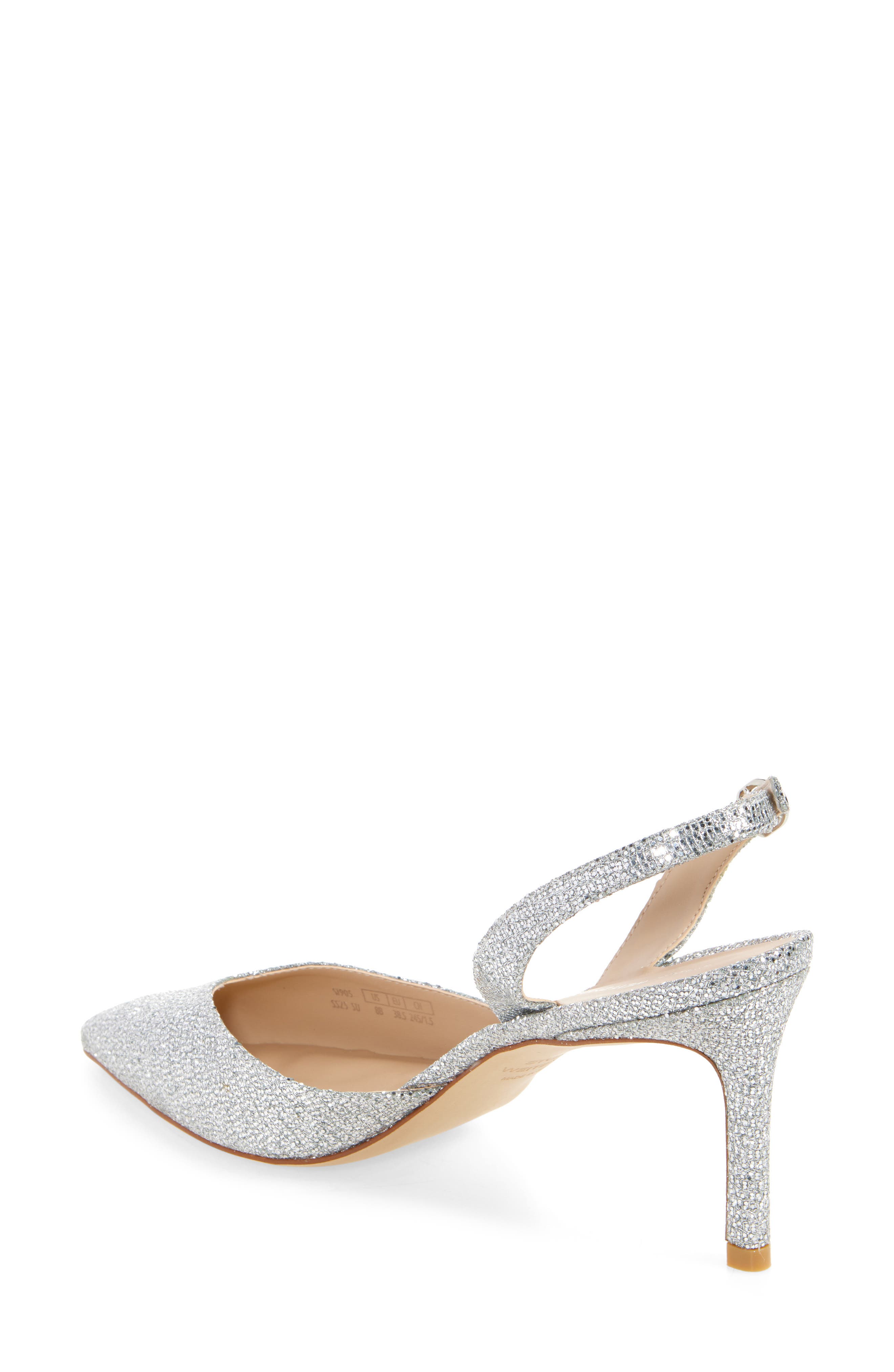 Stuart Weitzman Julia 75 Slingback Pump, Alternate, color, Silver