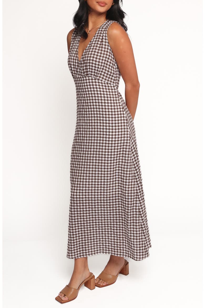 Queenie Check Sleeveless Midi Dress, Alternate, color, BROWN GINGHAM