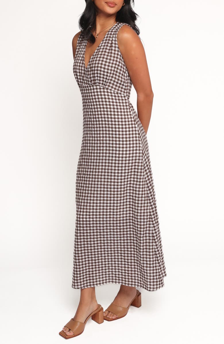 Petal & Pup Queenie Check Sleeveless Midi Dress, Alternate, color, Brown Gingham