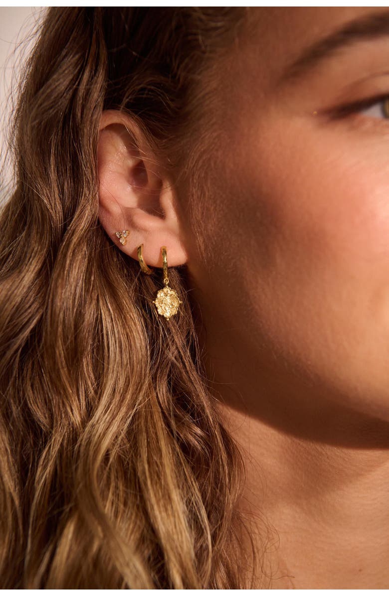 Murkani Loved Always Huggie Earrings, Alternate, color, Yellow Gold