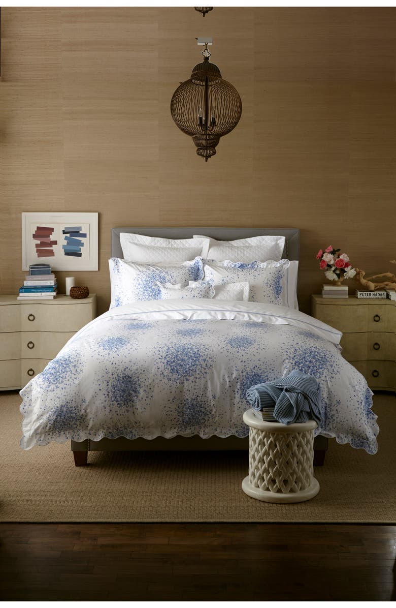 Matouk Poppy Fitted Sheet, Alternate, color, Azure