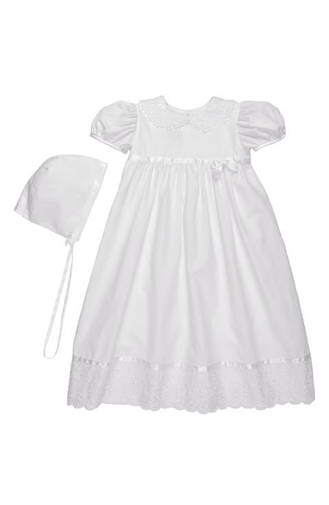 Lace Collar Christening Gown and Bonnet Set (Baby)