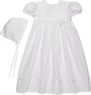 Little Things Mean a Lot Lace Collar Christening Gown and Bonnet Set