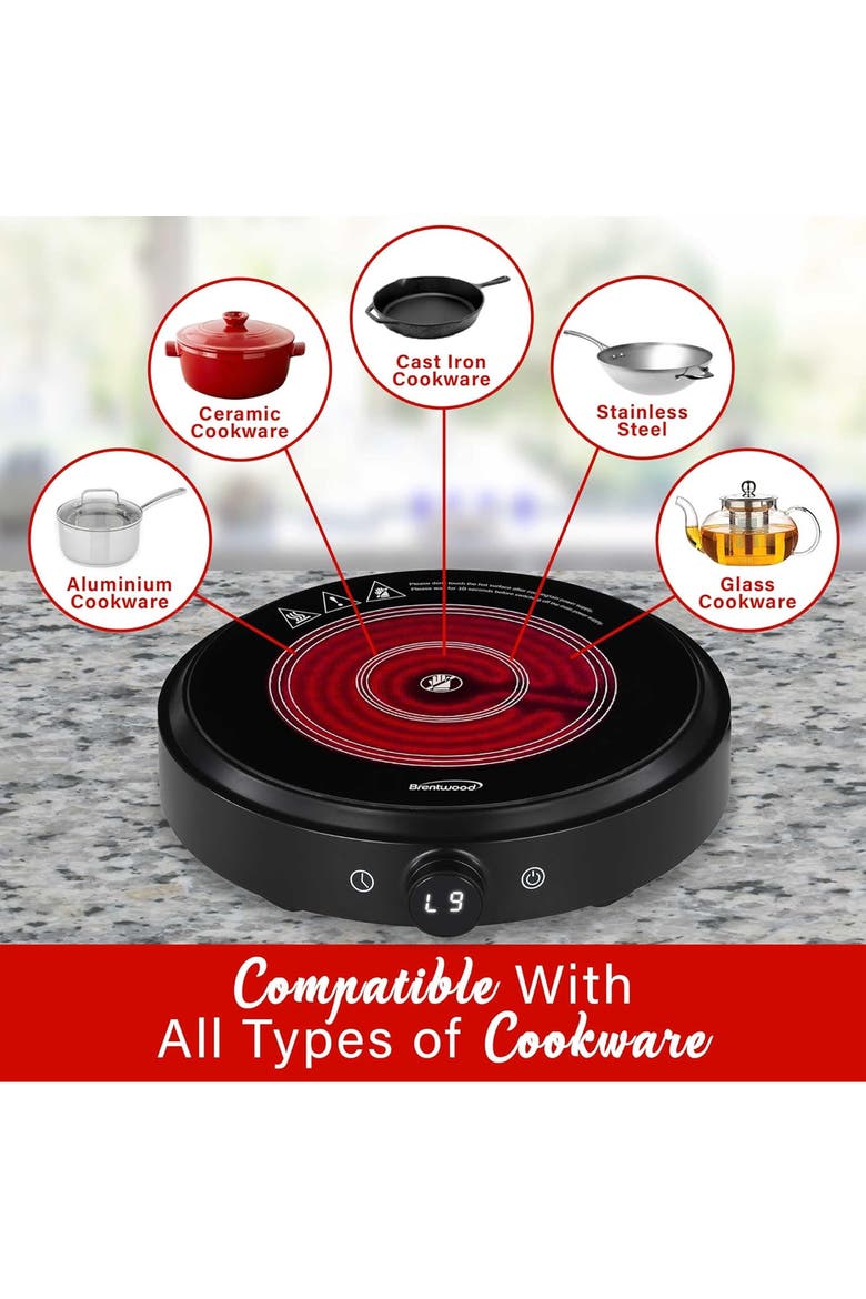 10 In Countertop Infrared Single Burner Digital Display, Alternate, color, Black