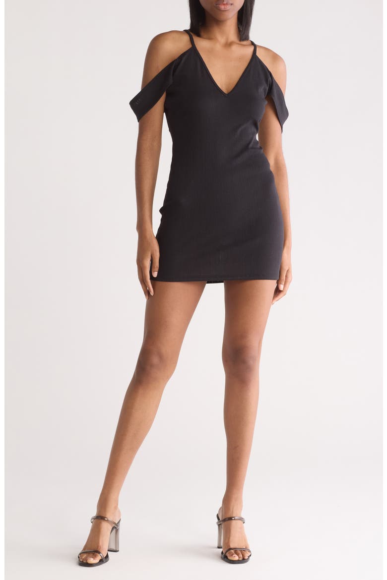 Tie Die Cold Shoulder Dress, Main, color, BLACK