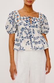 Rails Presley Floral Print Puff Sleeve Shirt
