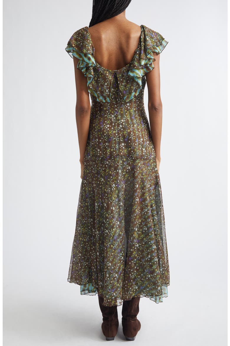 Caenes Ruffle Chiffon Midi Dress, Alternate, color, BLUE MULTI