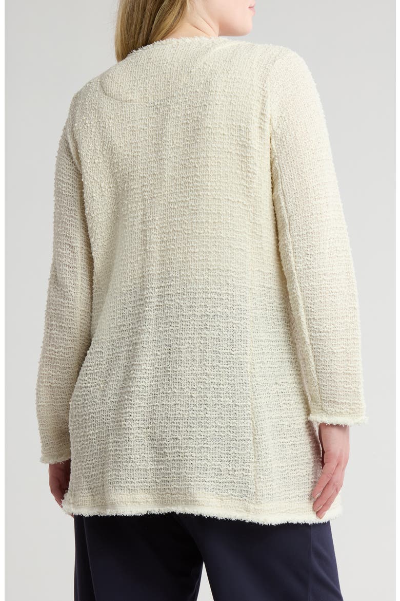 Frayed Trim Longline Cardigan, Alternate, color, CREAM KNITTED TWEED