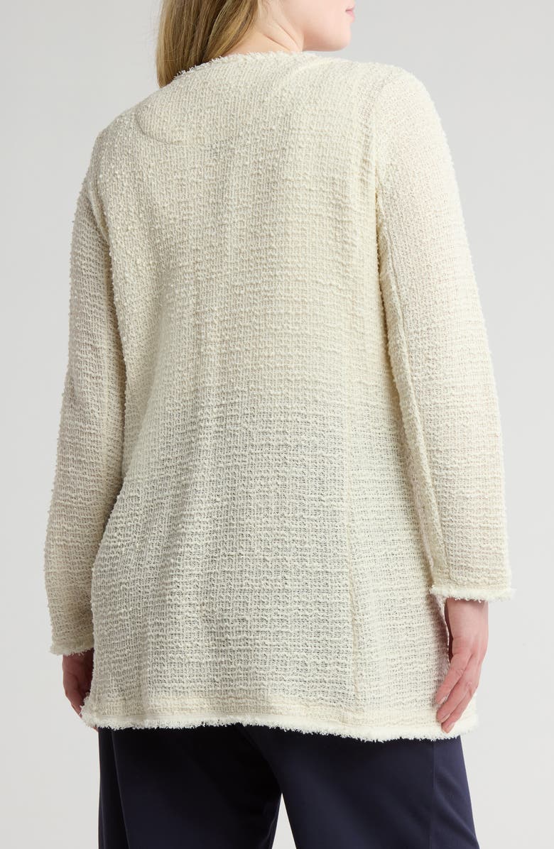 MAX STUDIO Frayed Trim Longline Cardigan, Alternate, color, Cream Knitted Tweed