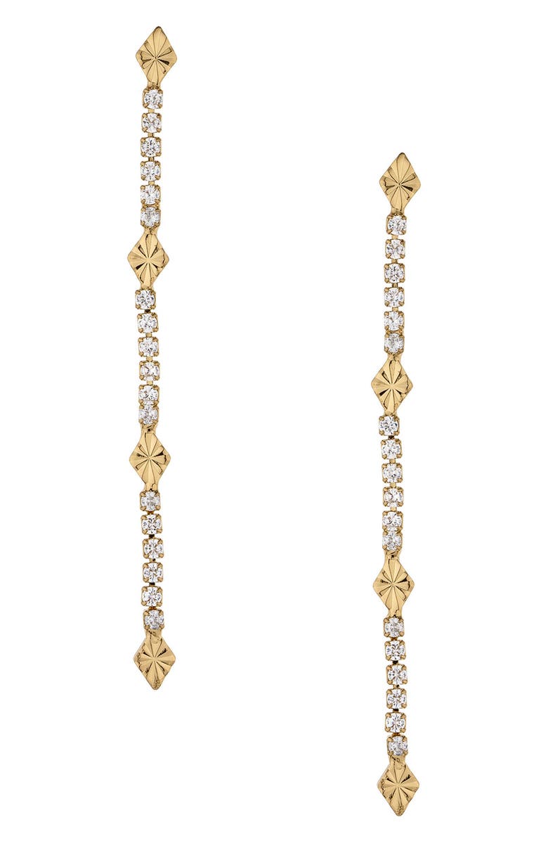 Ettika Crystal Linear Drop Earrings, Main, color, Gold