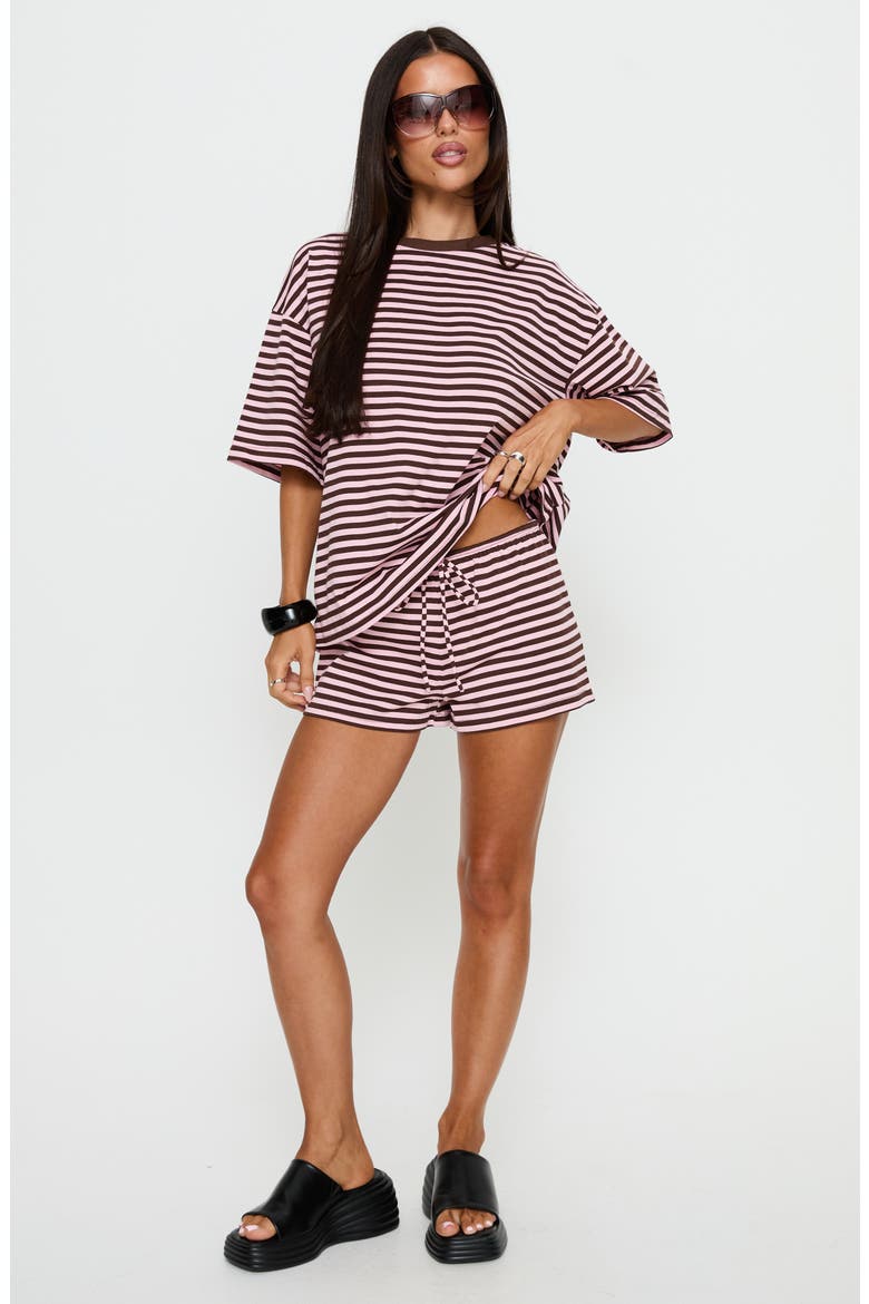 Settle Down Striped Oversized T-Shirt, Alternate, color, PINK / BROWN STRIPE