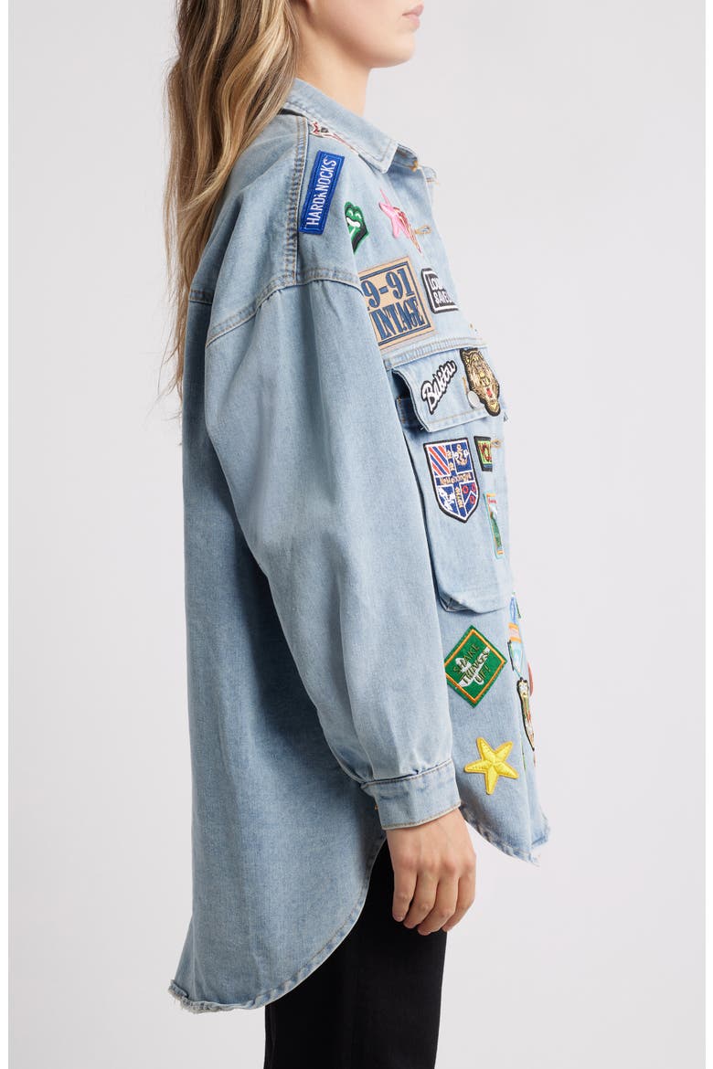 Thora Patch Denim Jacket, Alternate, color, BLUE