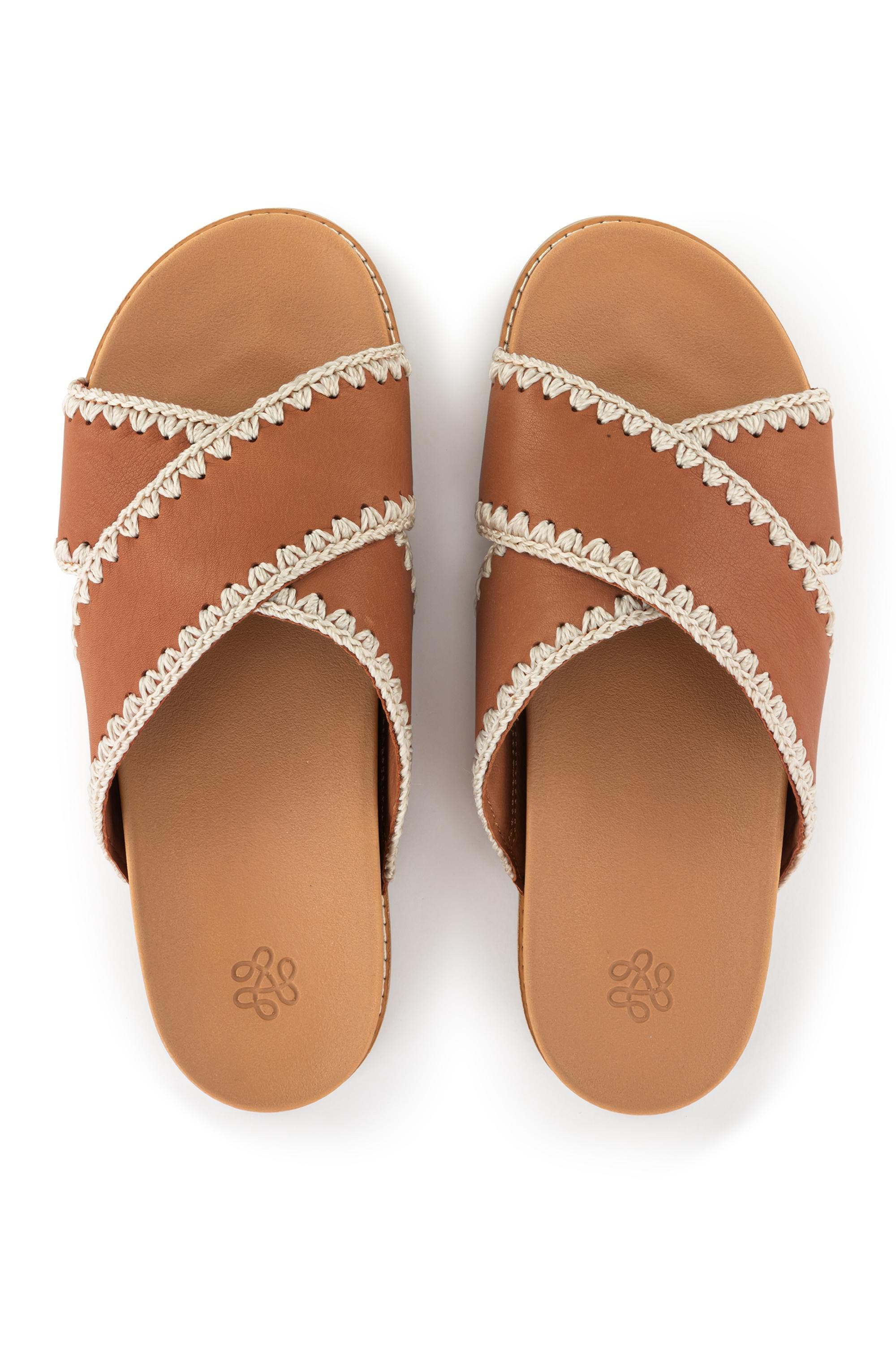 Penelope Leather Slip On Sandal, Alternate, color, Tobacco