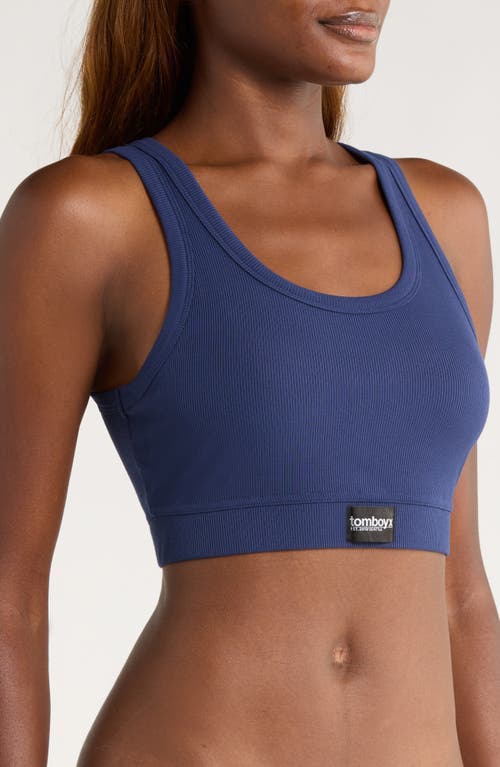 Tomboyx Essentials Rib Sports Bra In Blue