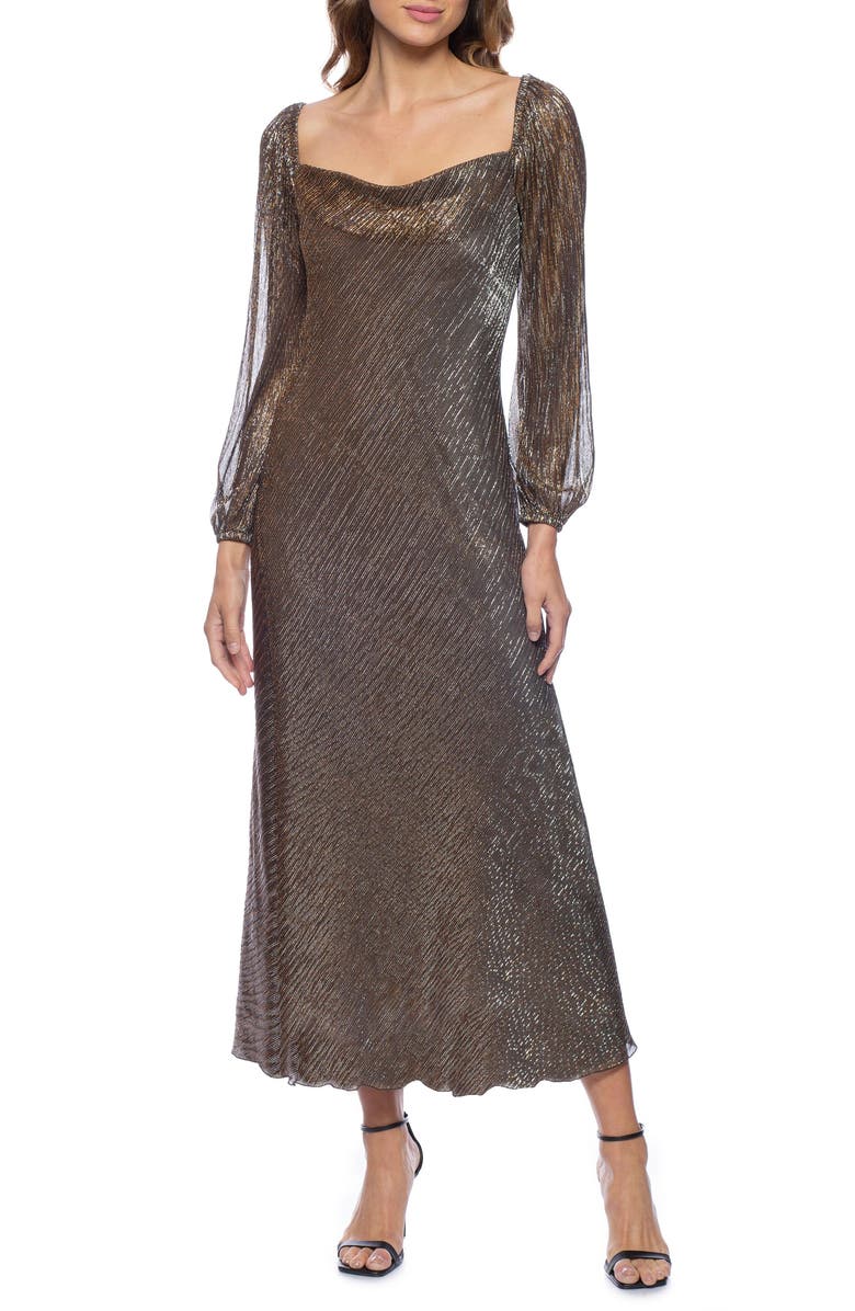 Marina Long Sleeve Metallic Dress, Main, color,