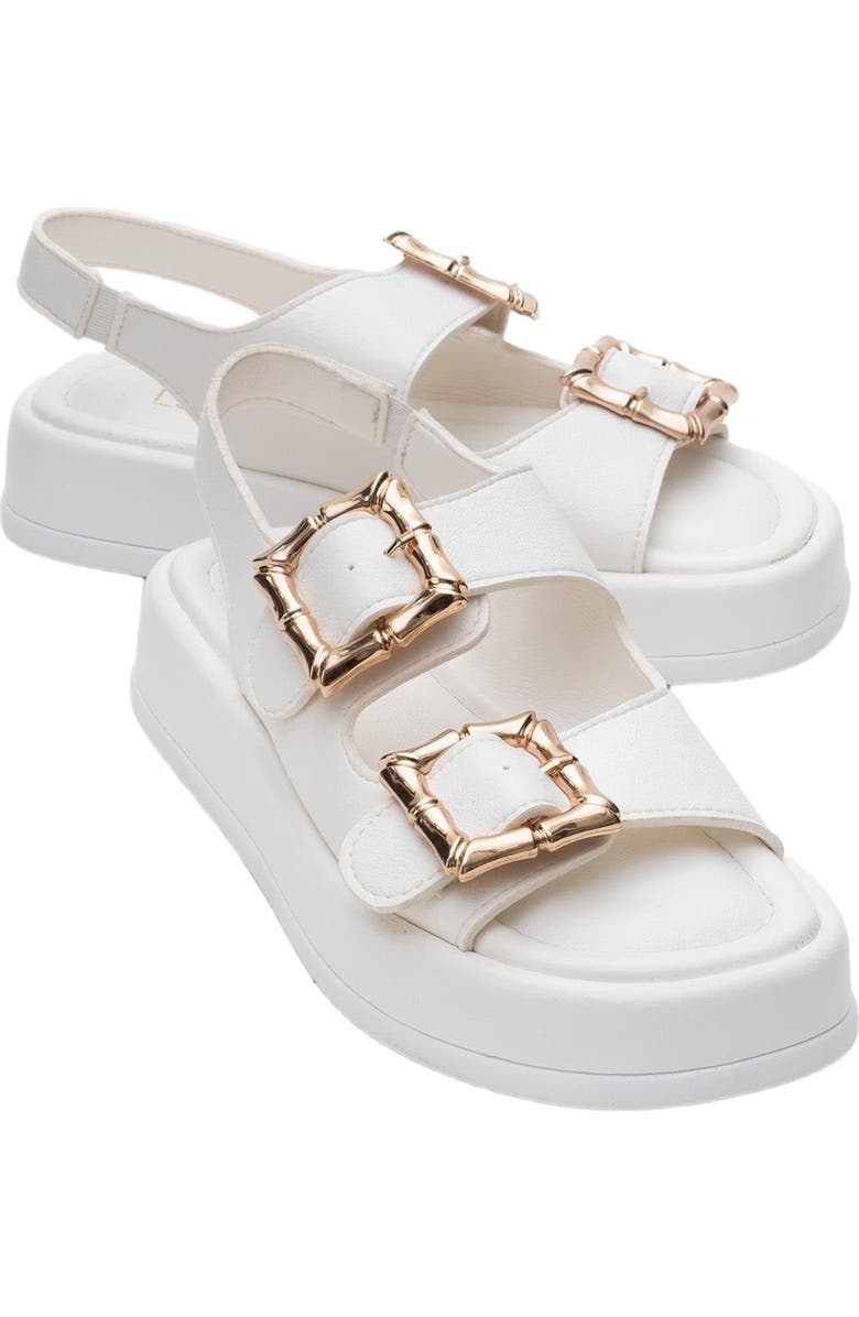 Prologue Shoes Slope Double Strap Sandal, Alternate, color, White Faux Leather