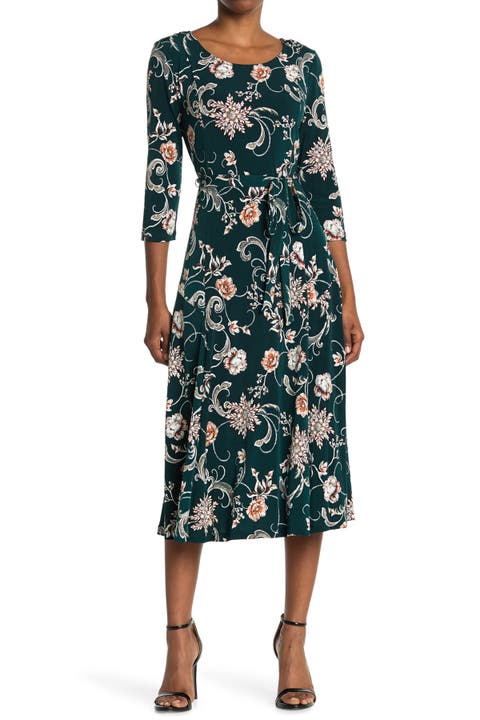 Floral Scoop Neck Midi Dress