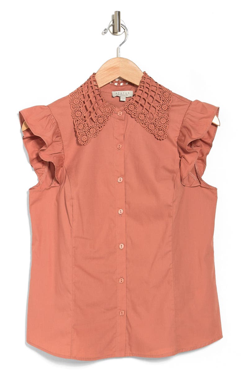 CHENAULT Flutter Sleeve Crochet Top, Alternate, color, 