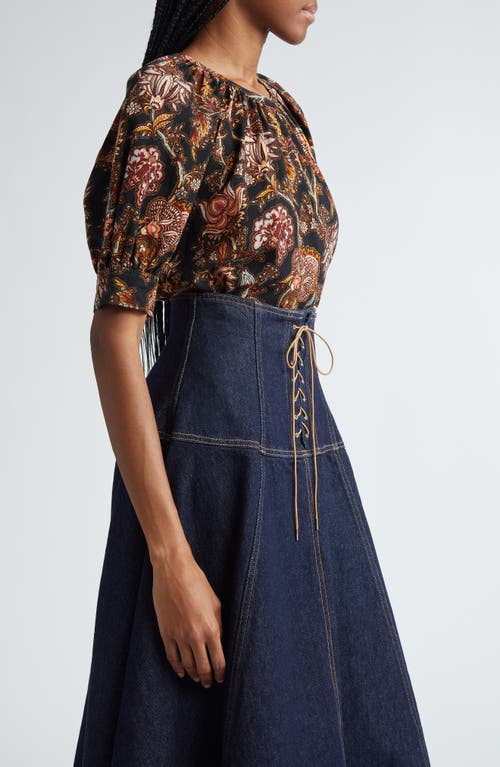 Ulla Johnson Suri Floral Paisley Wool Blend Top In Viola