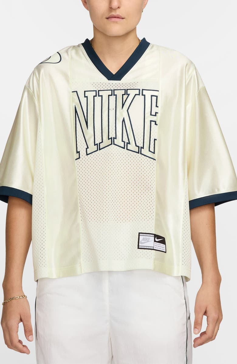 Nike Sportswear Street Oversize Short Sleeeve Graphic Jersey, Main, color, Sail/ Armory Navy