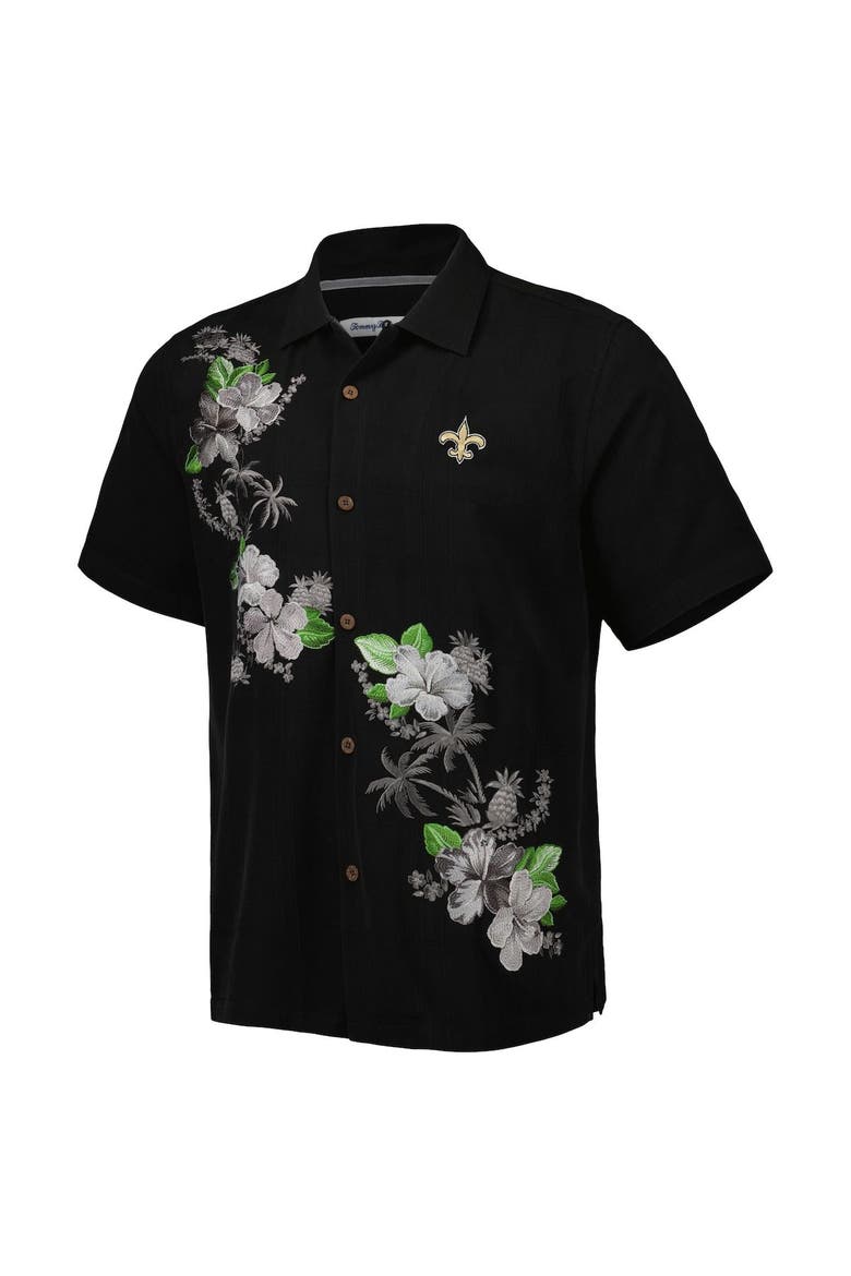 Men's Tommy Bahama Black New Orleans Saints Sport Azule Oasis Camp Button-Up Shirt, Alternate, color, Black