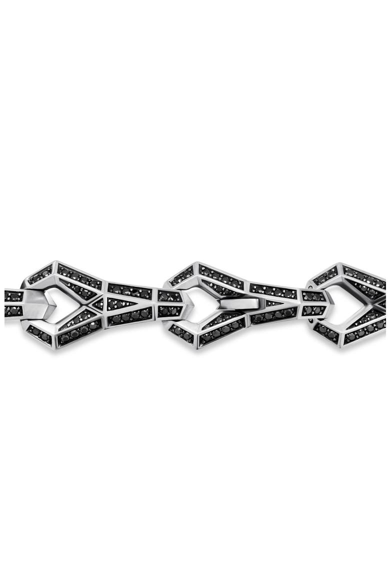 Men's Faceted Link Bracelet with Pavé Black Diamonds, Alternate, color, STERLING SILVER