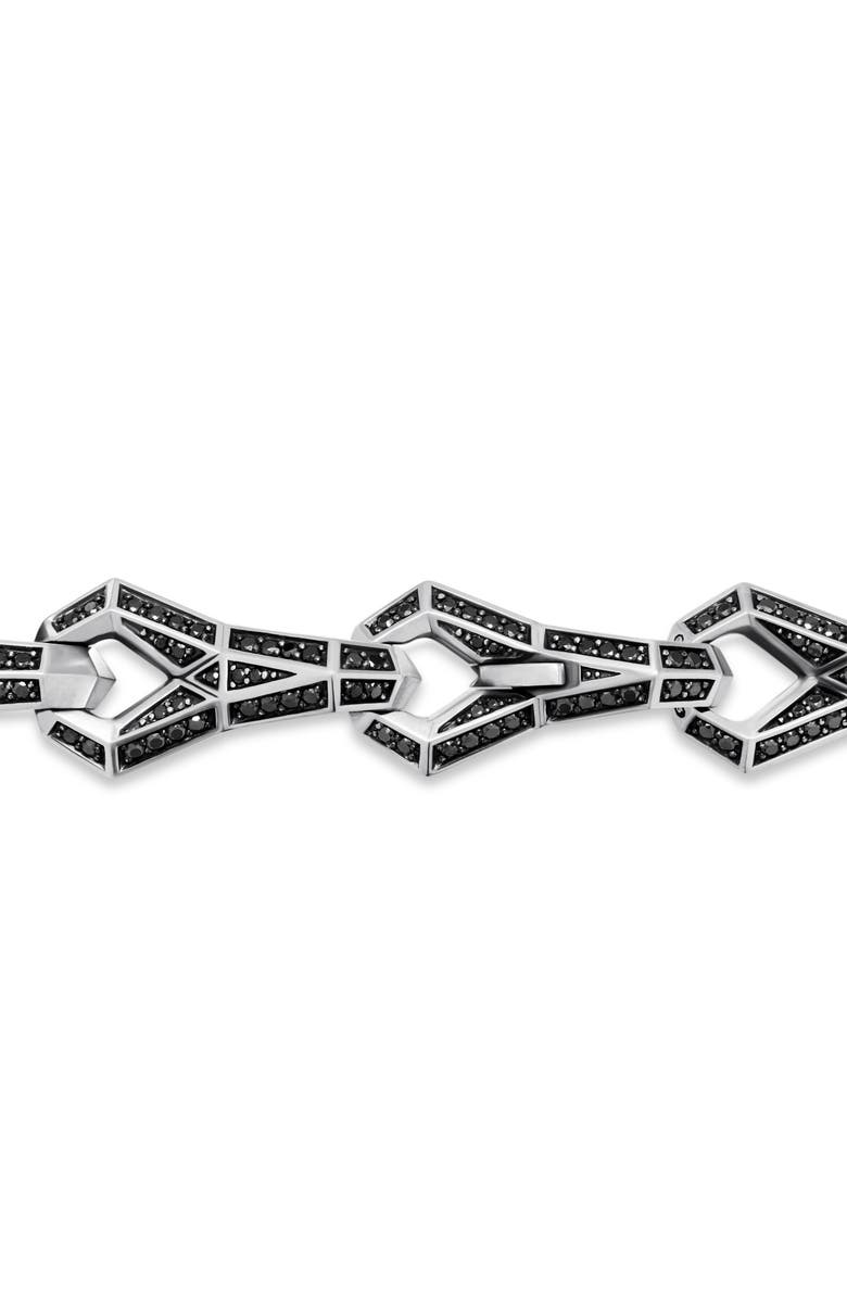 David Yurman Men's Faceted Link Bracelet with Pavé Black Diamonds, Alternate, color, Sterling Silver