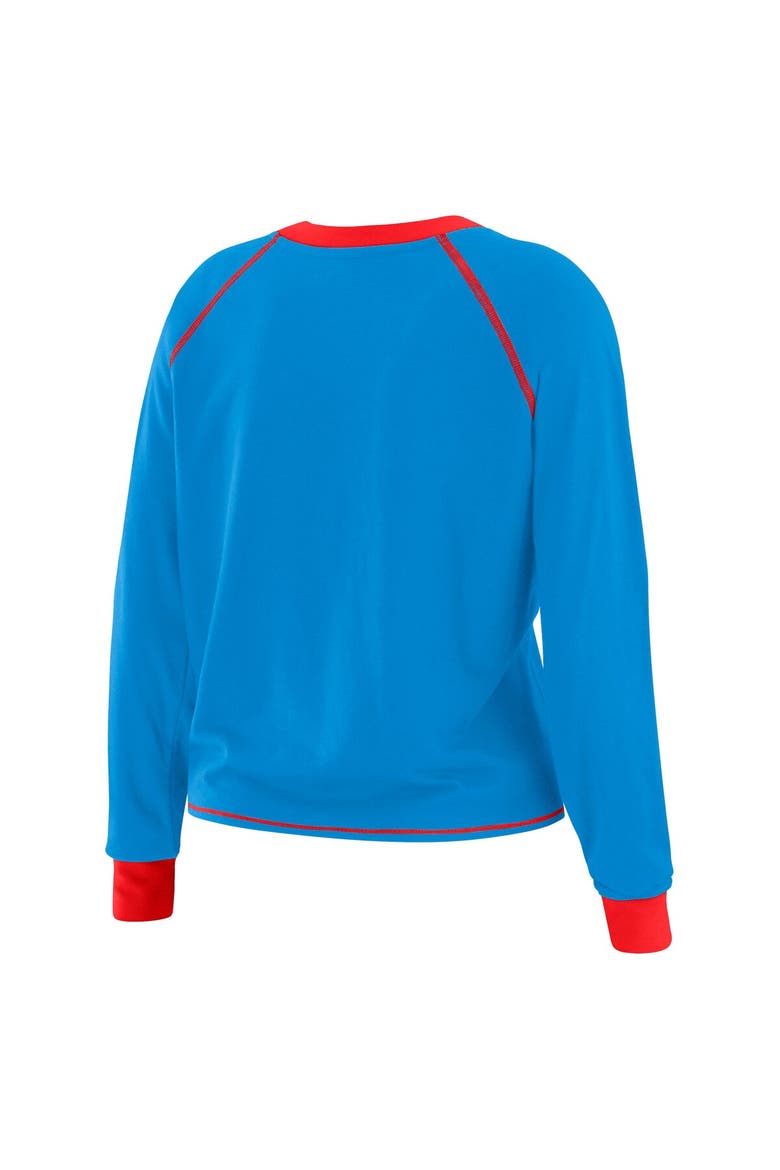 Women's WEAR by Erin Andrews Light Blue Houston Oilers Tie-Front Long Sleeve T-Shirt, Alternate, color, Light Blue
