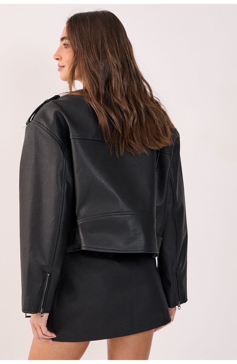NASTY GAL Belted Faux Leather Biker Jacket, Alternate, color, Black