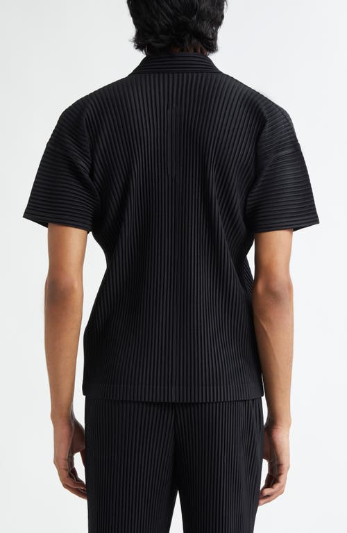 Issey Miyake Homme Plissé Basics Pleated Polo In Black