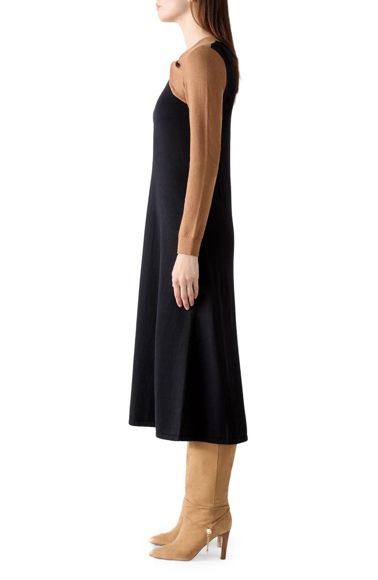 LK Bennett Aletta Long Sleeve Knit Midi Dress, Alternate, color, Black Multi