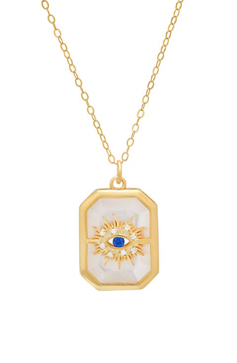 Cubic Zirconia & Mother-of-Pearl Evil Eye Pendant Necklace