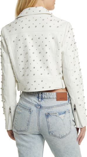 Stud Detail Faux Leather Moto Jacket