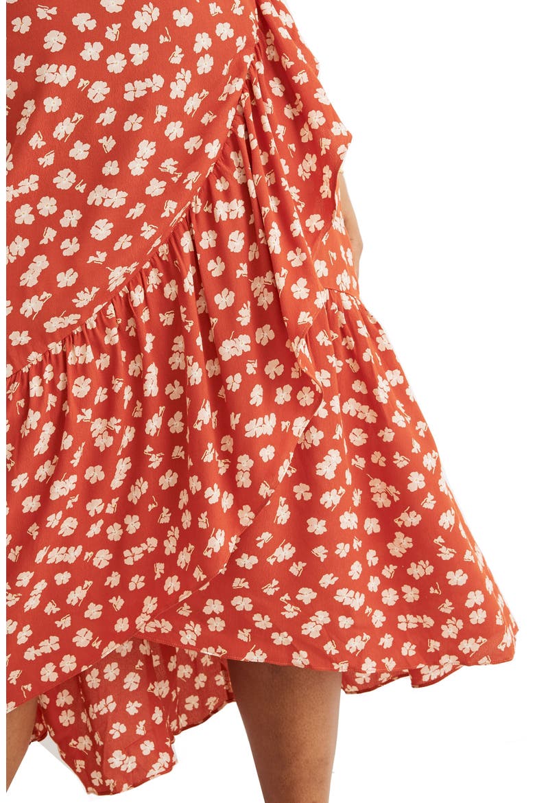 Happy Hibiscus Ruffle Faux Wrap Midi Skirt, Alternate, color, SMALL ALOHA THAI CHILI
