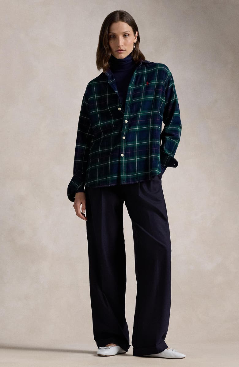 Polo Ralph Lauren Twill Button-Up Top, Alternate, color, 