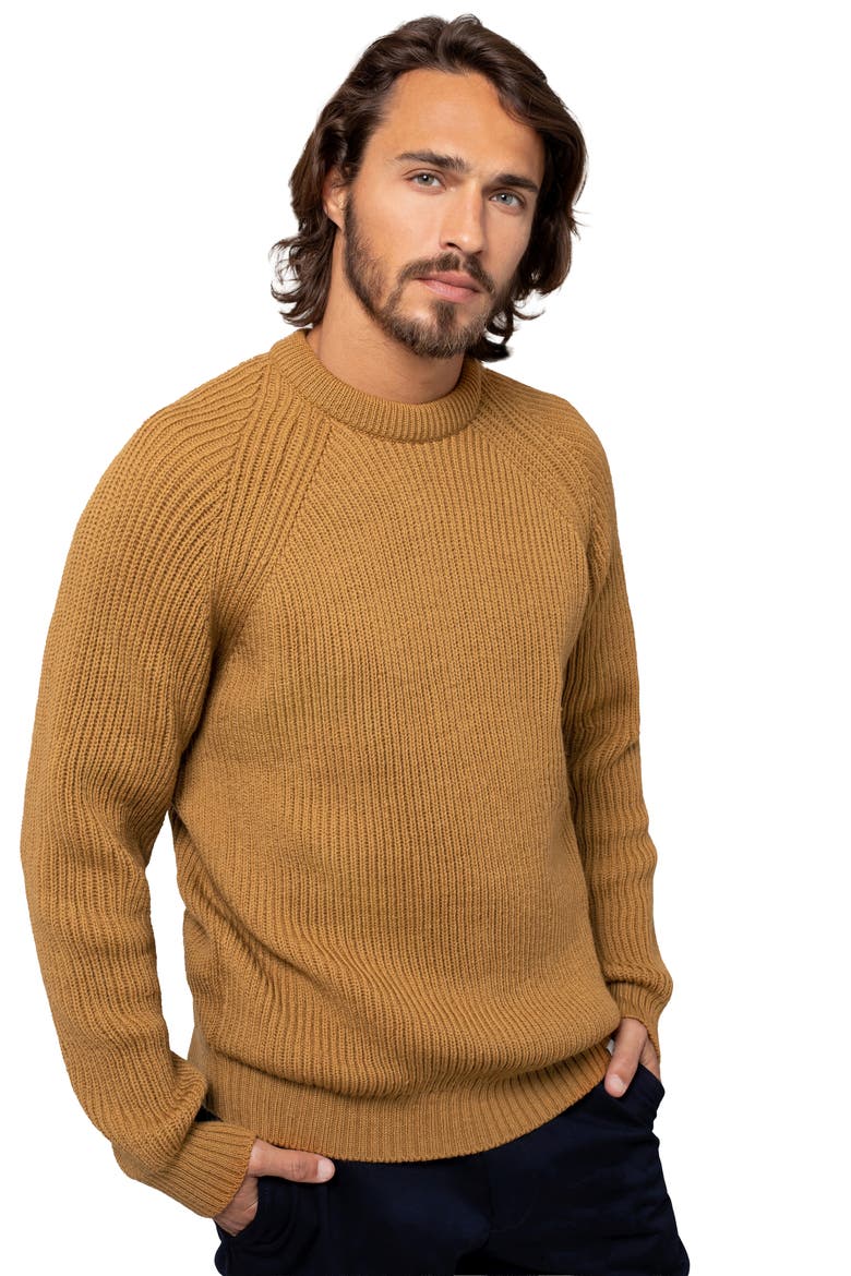 British Ribbed Fishermans Sweater, Main, color, AUTUMN BROWN