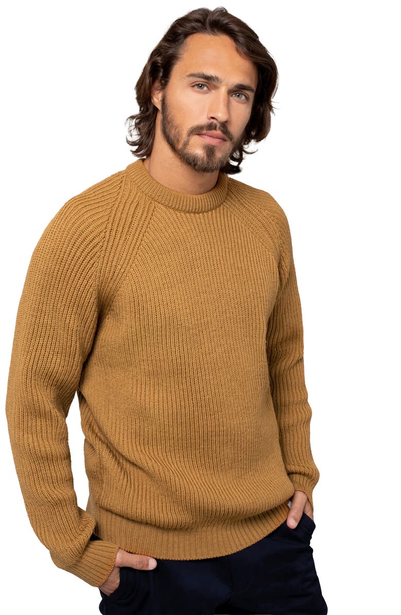 Celtic & Co. British Ribbed Fishermans Sweater, Main, color, Autumn Brown