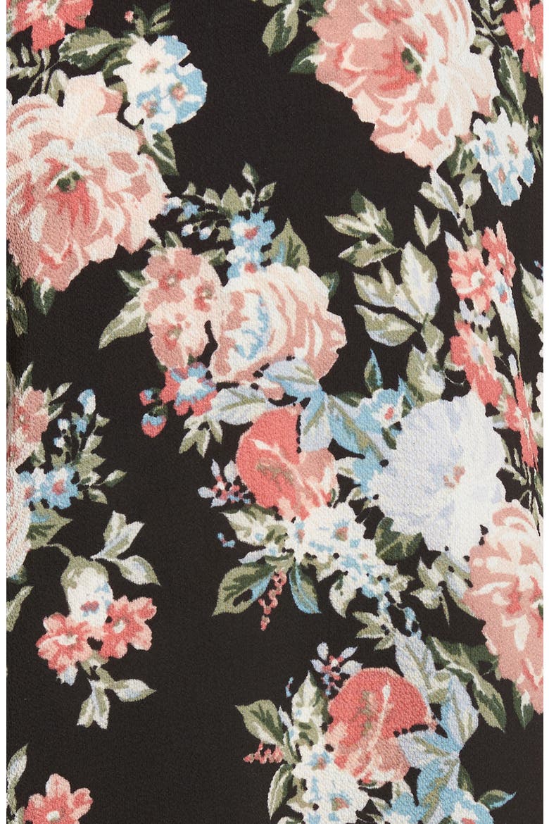 Oleander Wrap Midi Dress, Alternate, color, BLACK BOUQUET