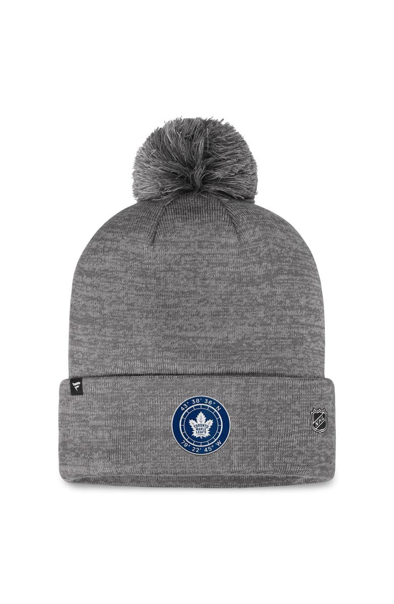 FANATICS Men's Fanatics Branded Gray Toronto Maple Leafs Authentic Pro Home Ice Cuffed Knit Hat with Pom, Alternate, color, Gray