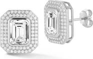 GLAZE JEWELRY Emerald Cut Moissanite Halo Stud Earrings