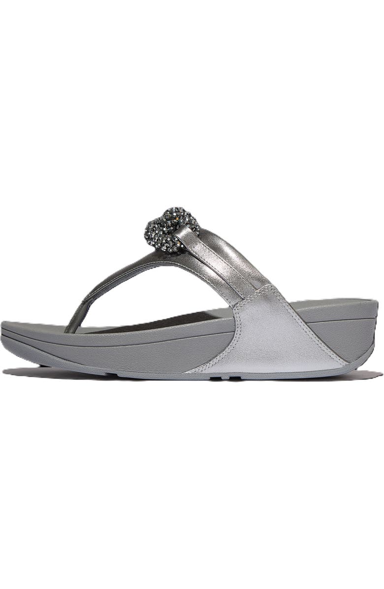 FitFlop Lulu Beaded Chain Toe Post Sandals, Alternate, color, Silvereen