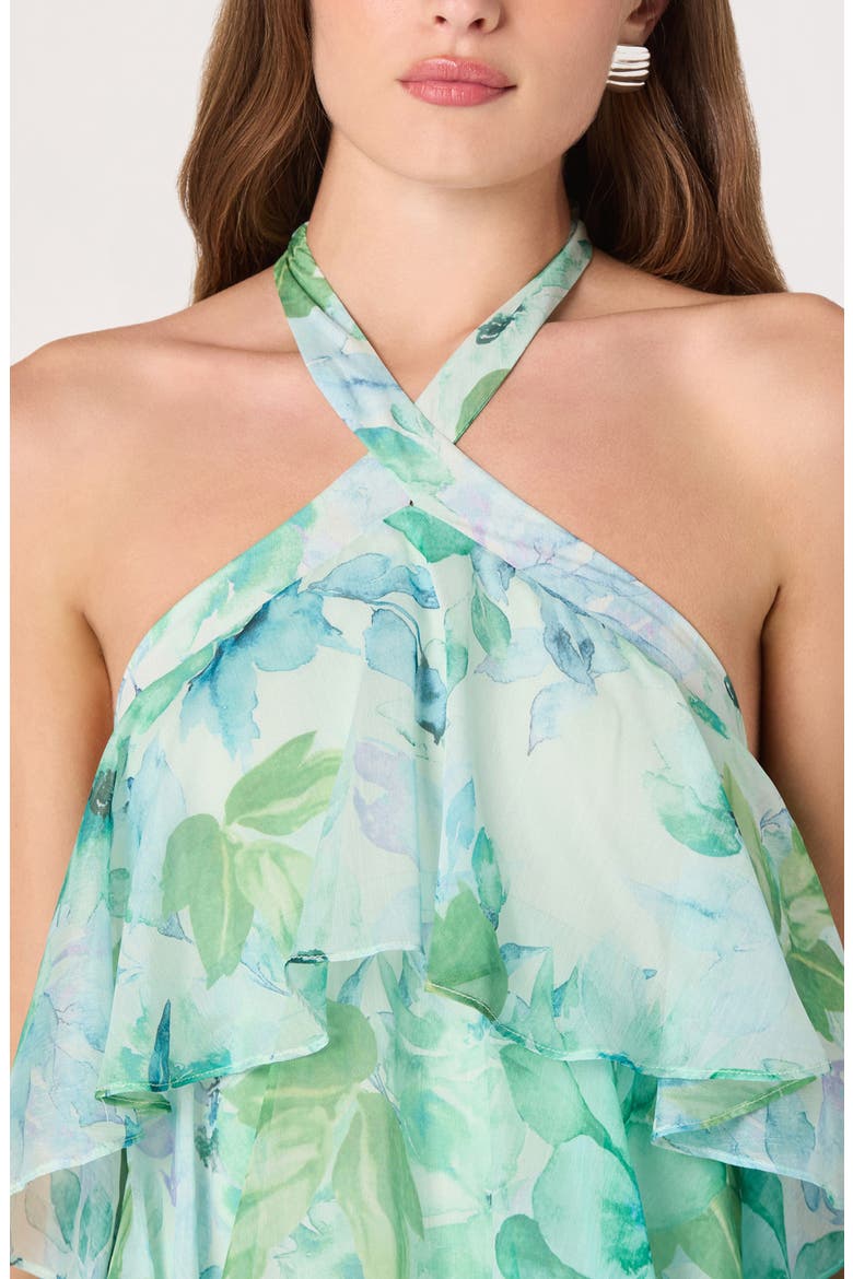 Daiga Print Chiffon Halter Maxi Dress, Alternate, color, GREEN FLORAL