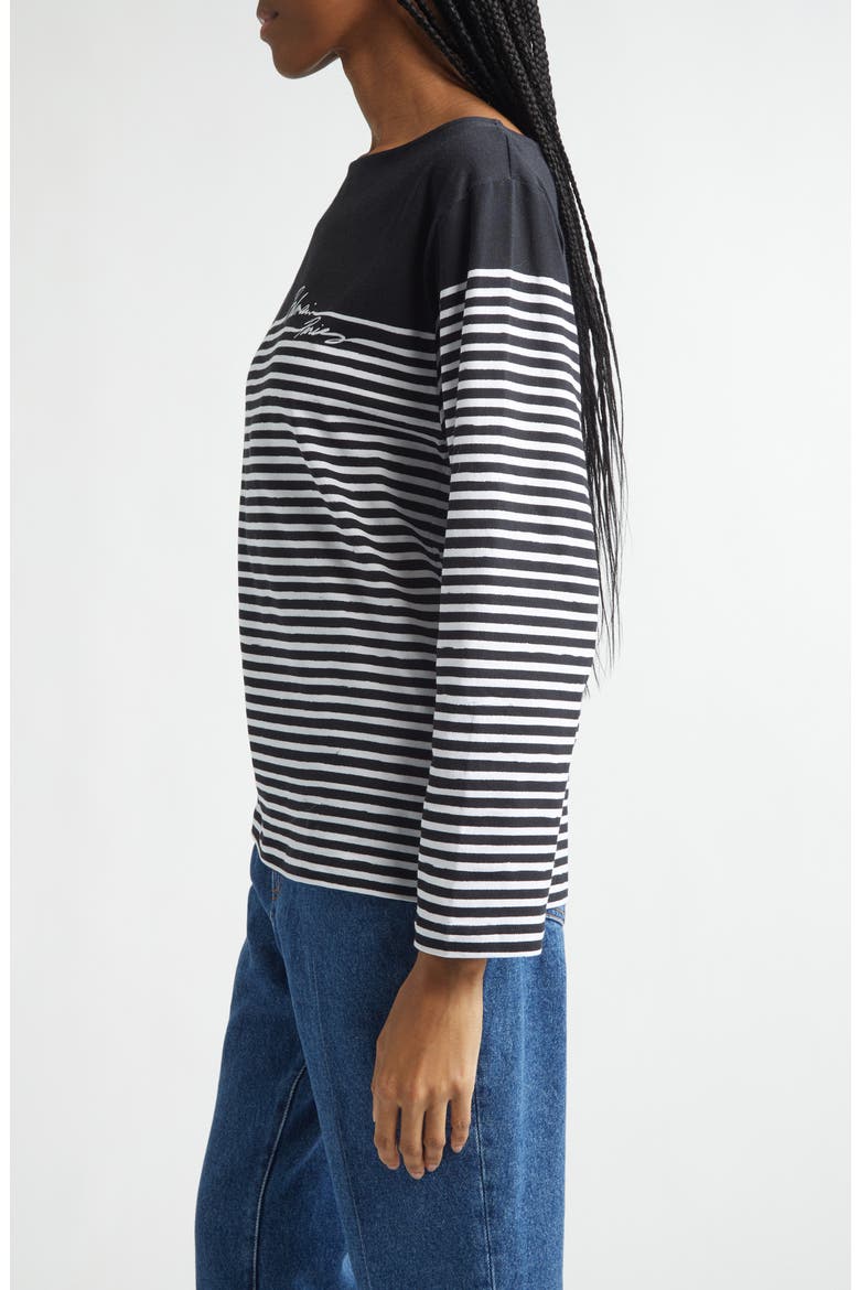Paris Logo Marinière Stripe Cotton T-Shirt, Alternate, color, EAB BLK/ WHITE