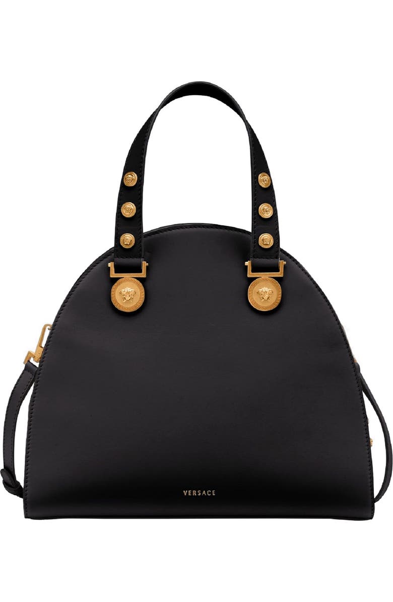 Versace Tribute Studded Leather Satchel, Alternate, color,