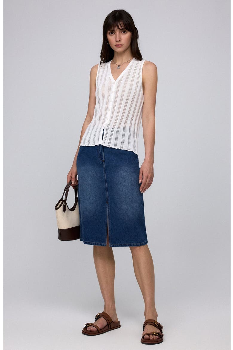 Denim Atelier Midi Skirt, Main, color, Medium Indigo